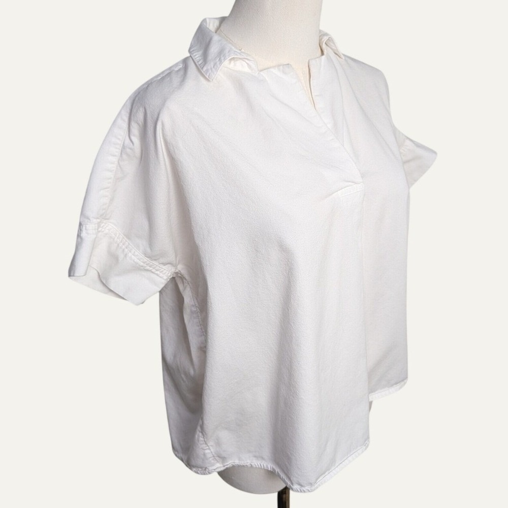 Madewell Womens White Cotton Modal Short Sleeve Popover Shirt AJ970 Size S - Picture 2 of 15